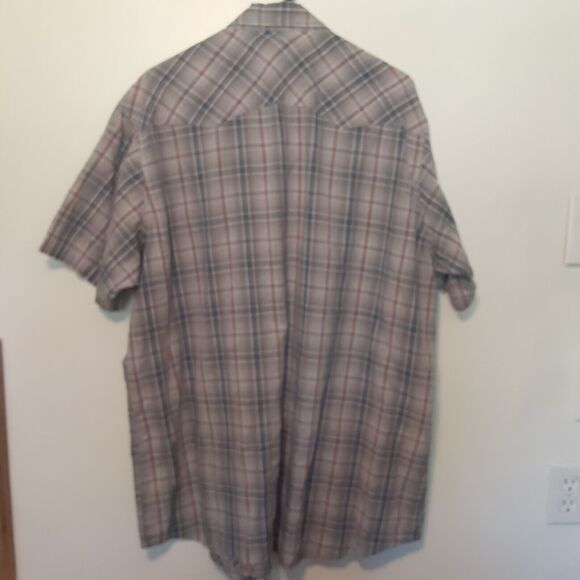 Wrangler Wrancher Shirts Pearl Snap Mens L Gray Short Sleeve Western Cowboy - Picture 6 of 8